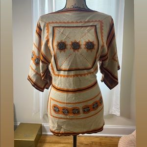 Knit Top with tribe print